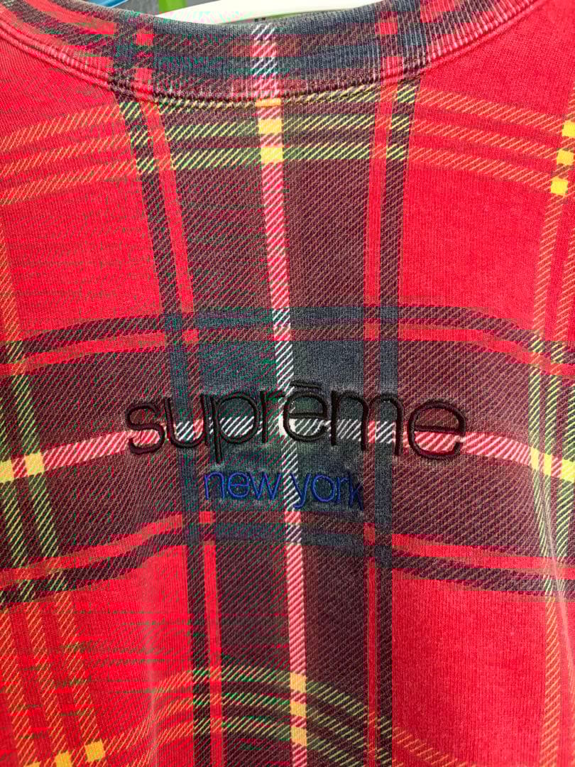 最終値下げSupreme チェック柄 長袖スウェット - メルカリ