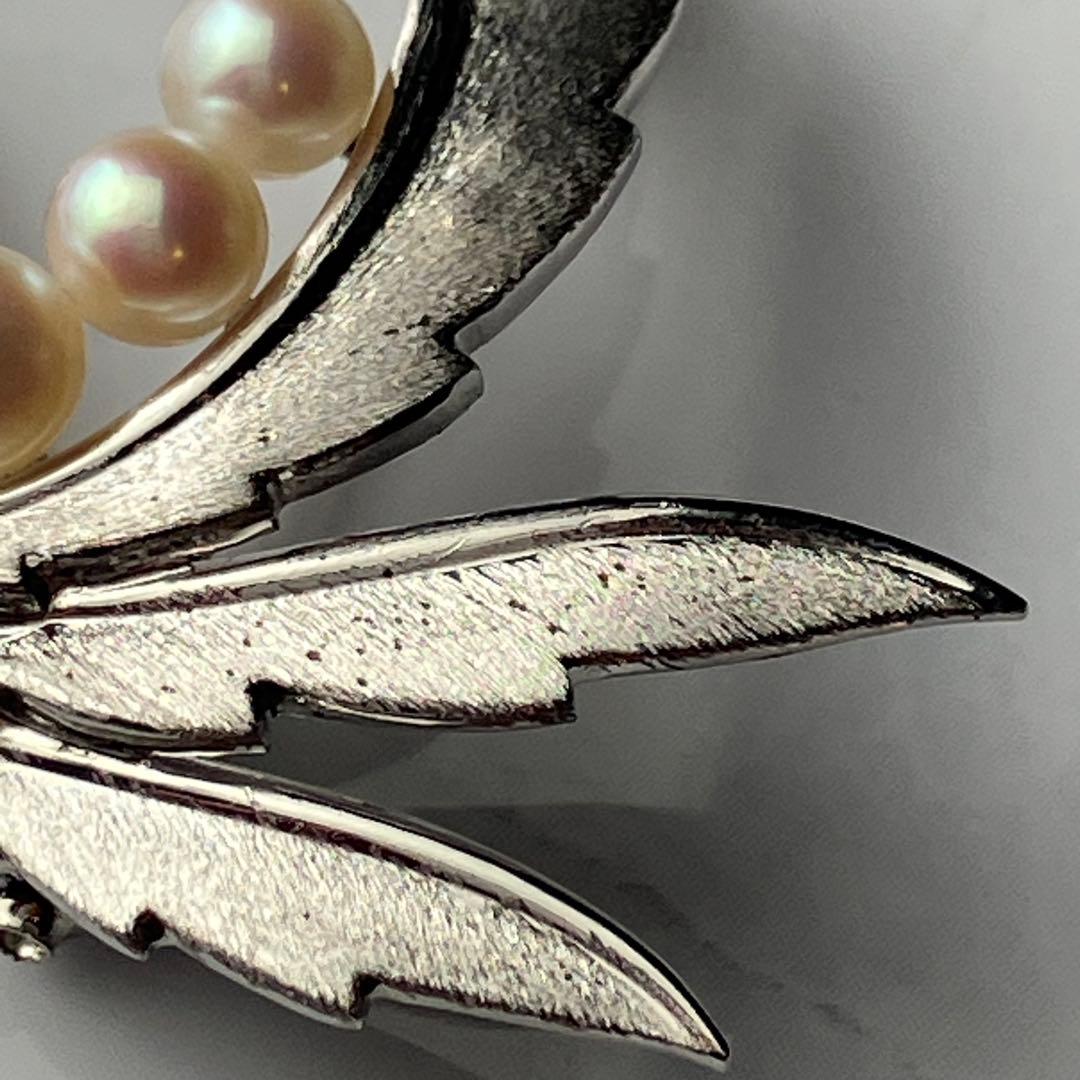 MIKIMOTO ミキモト あこや 本真珠 パール ブローチ リーフ 5粒 - メルカリ