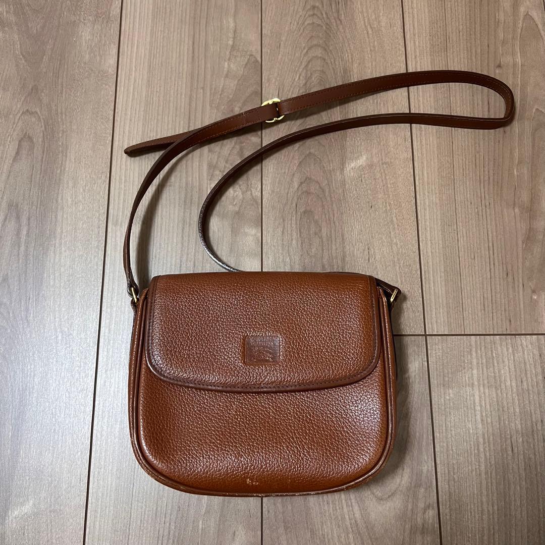 90'sオールドBurberry(バーバリー)レザーショルダーバッグノバチェック