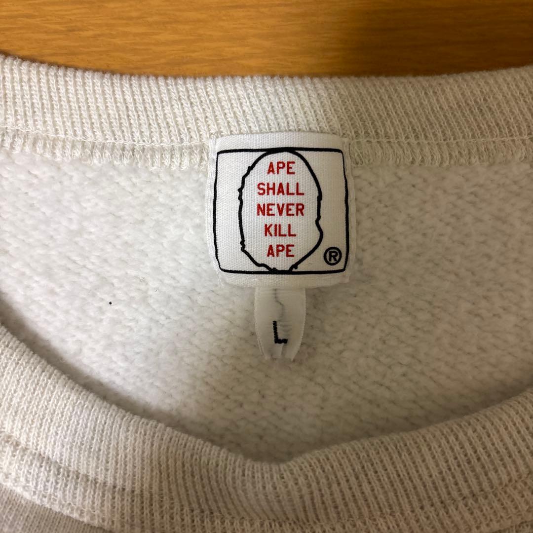 90s 初期タグ APE グレー ロゴ トレーナー L - トップスアウトレット