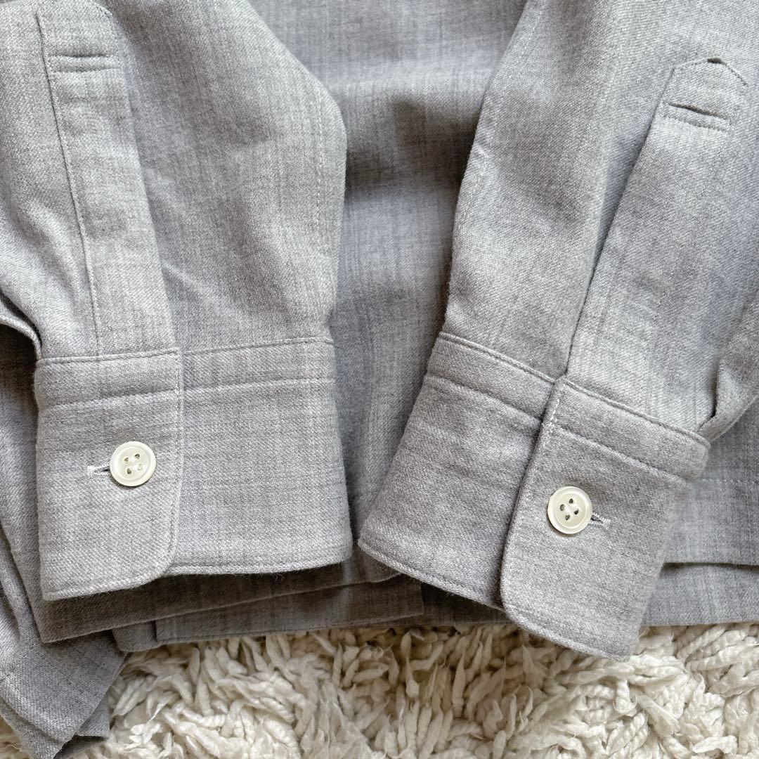 a. エー・ドット 日本製 大橋歩 丸襟 シャツ グレー 長袖 S ウール混