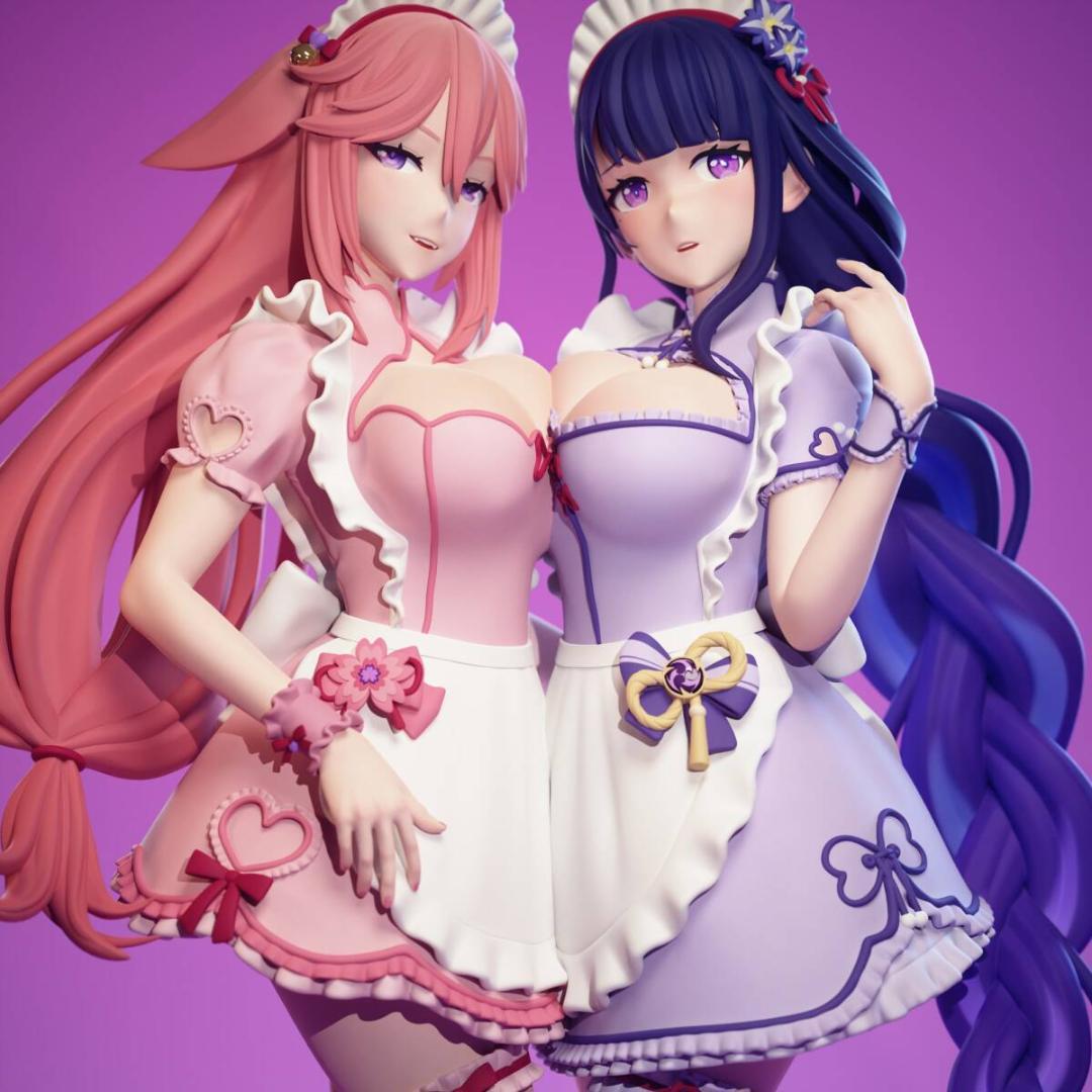 未塗装未組立 ガレキ ガレージキット フィギュア 原神 雷電将軍 八重