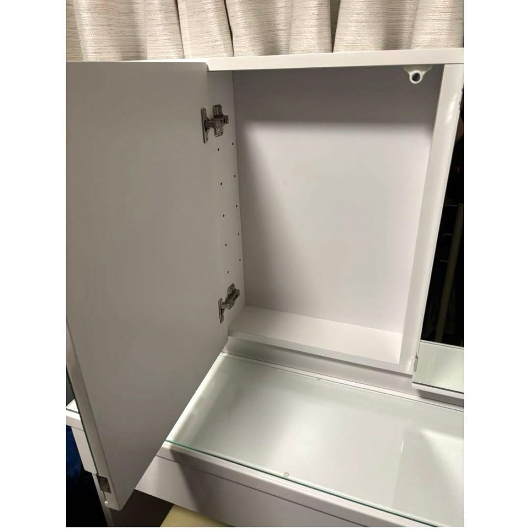 ニトリ3面鏡ドレッサーホワイト椅子（スツール）付き※少し訳あり