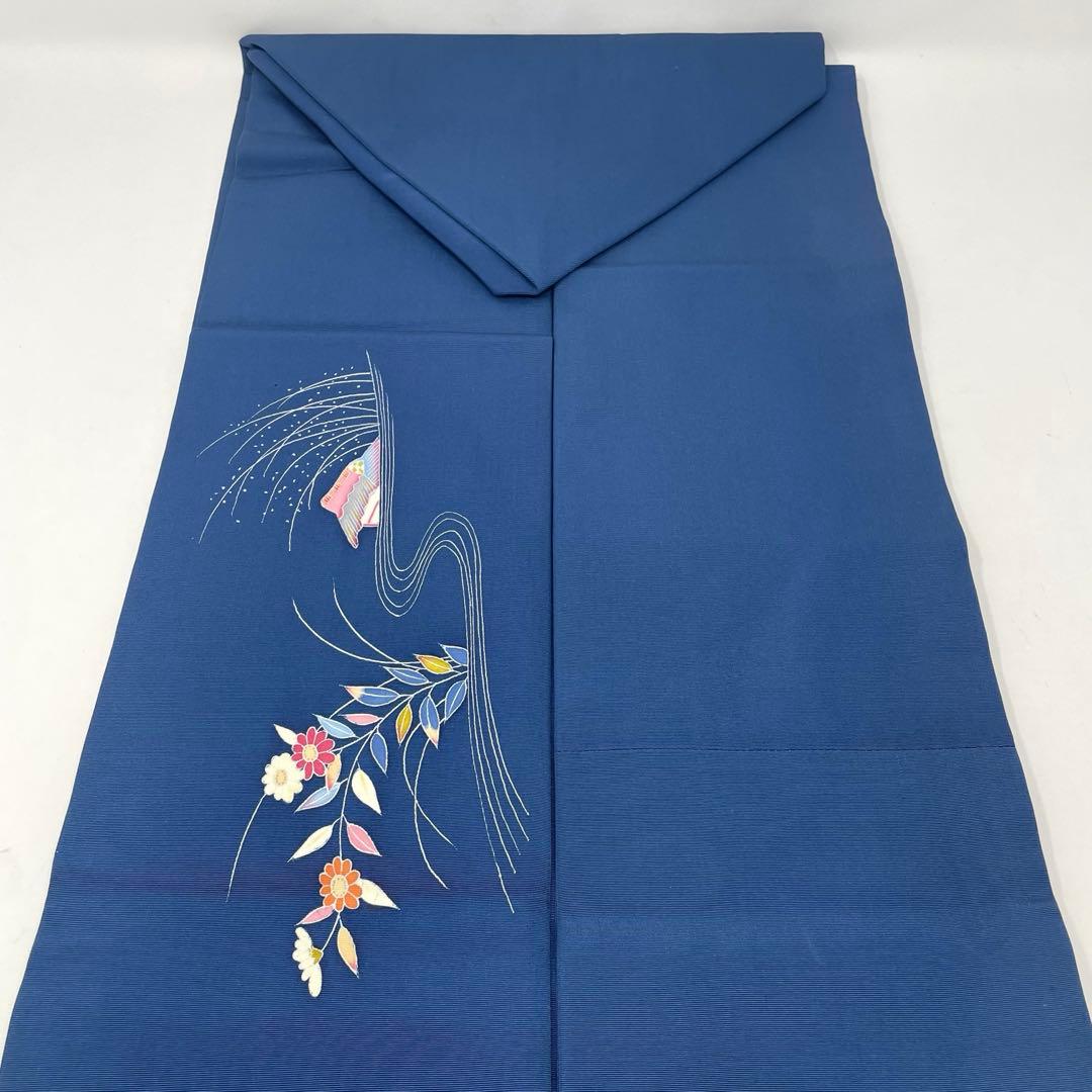 塩瀬 】名古屋帯 正絹 くすんだ青 菊 桜 流水 作家物 博 p-266 - メルカリ