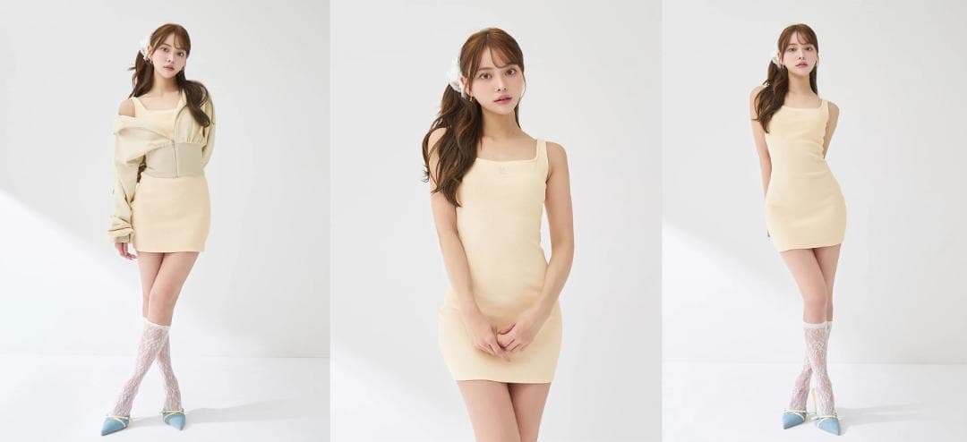 ダーリッチ darich シェイプリブカットミニワンピース ホワイト FREE