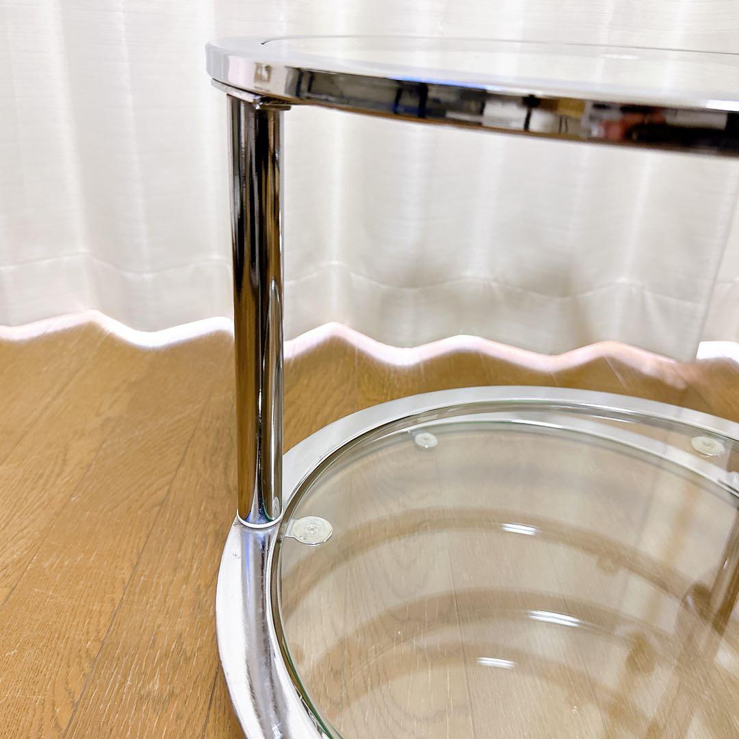 ミッドセンチュリー ラウンドテーブル 可変式 4段 強化ガラス - メルカリ