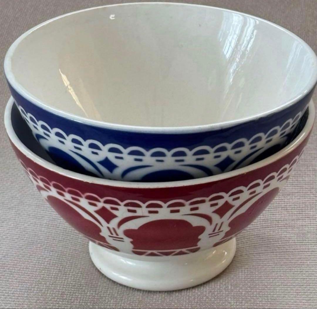 フランス アンティーク ディゴワン カフェオレボウル モロッコ柄 2個