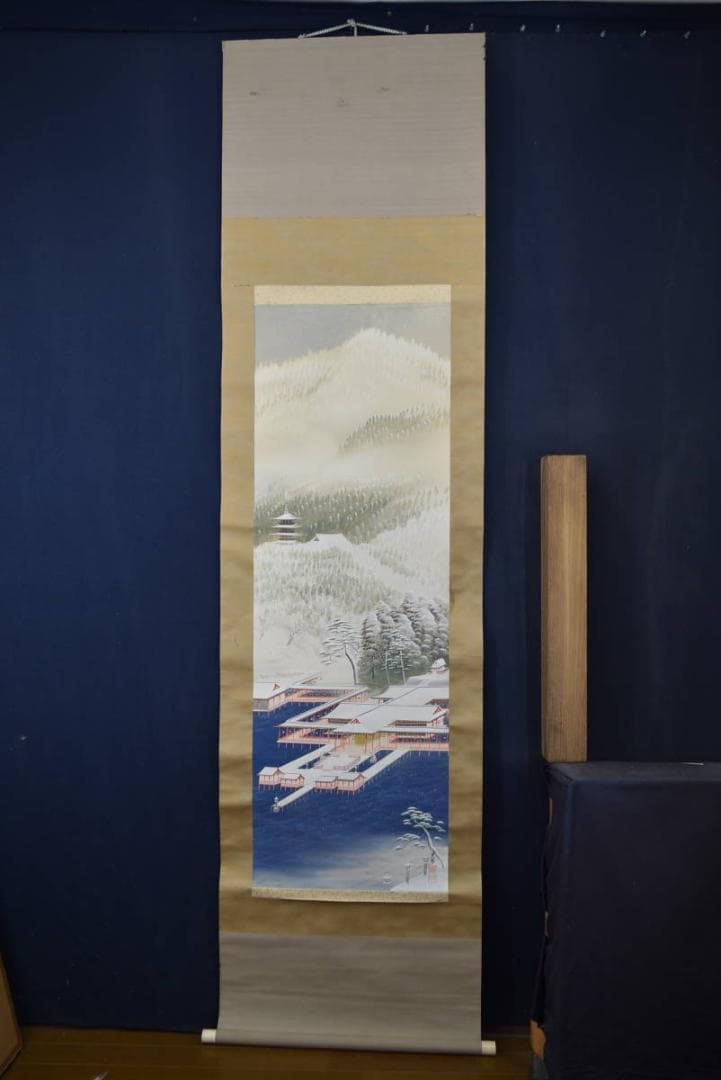 真作】光邦/岡部光成/雪景塔山水図/掛軸/名家伝来/AA-243 - メルカリ