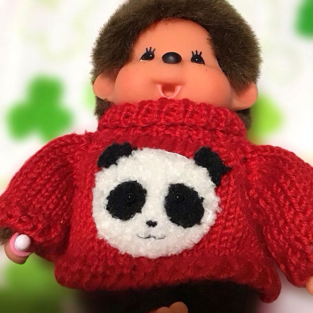 セキグチ「パンダニット」ふたごのモンチッチS 女の子レトロぬいぐるみ