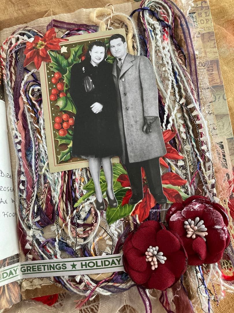 Xmasセット ジャンクジャーナル ティムホルツ エンボスペーパー インド刺繍