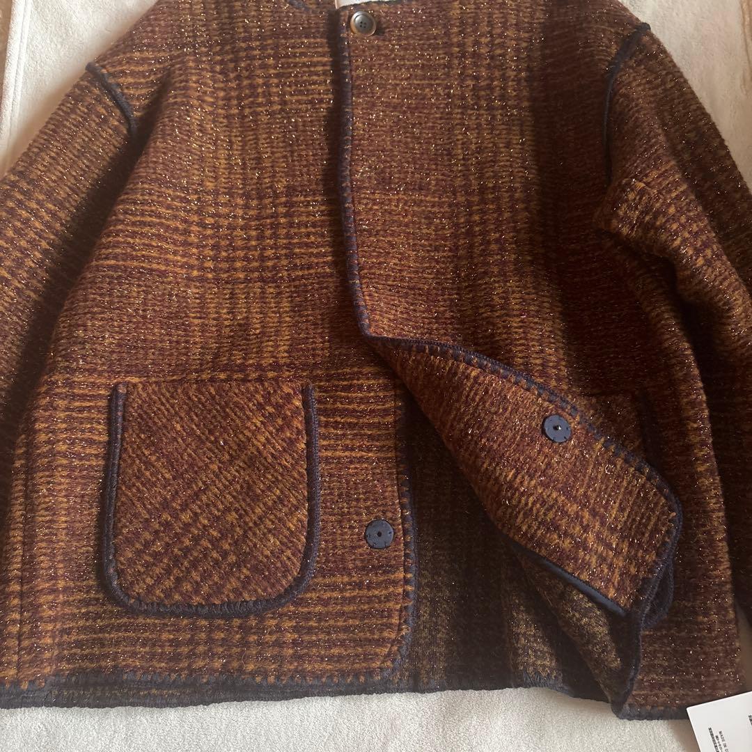 タグ付き MACPHEE チェックスパーク ノーカラージャケット 36