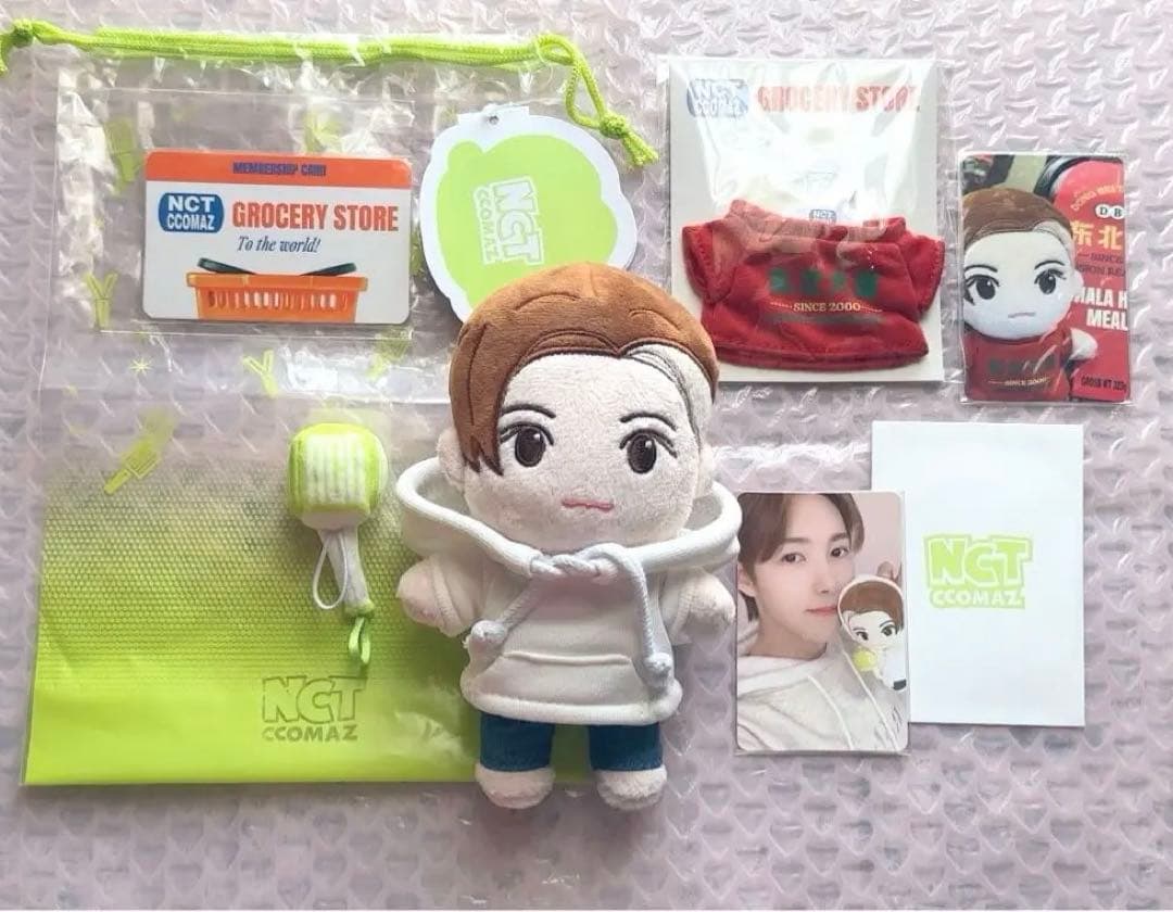 NCT CCOMAZ コマズ　ロンジュン　ぬいぐるみ　Tシャツ 💚 #NCT - CCOMAZ GROCERY STORE 1st Official MD Plush Doll