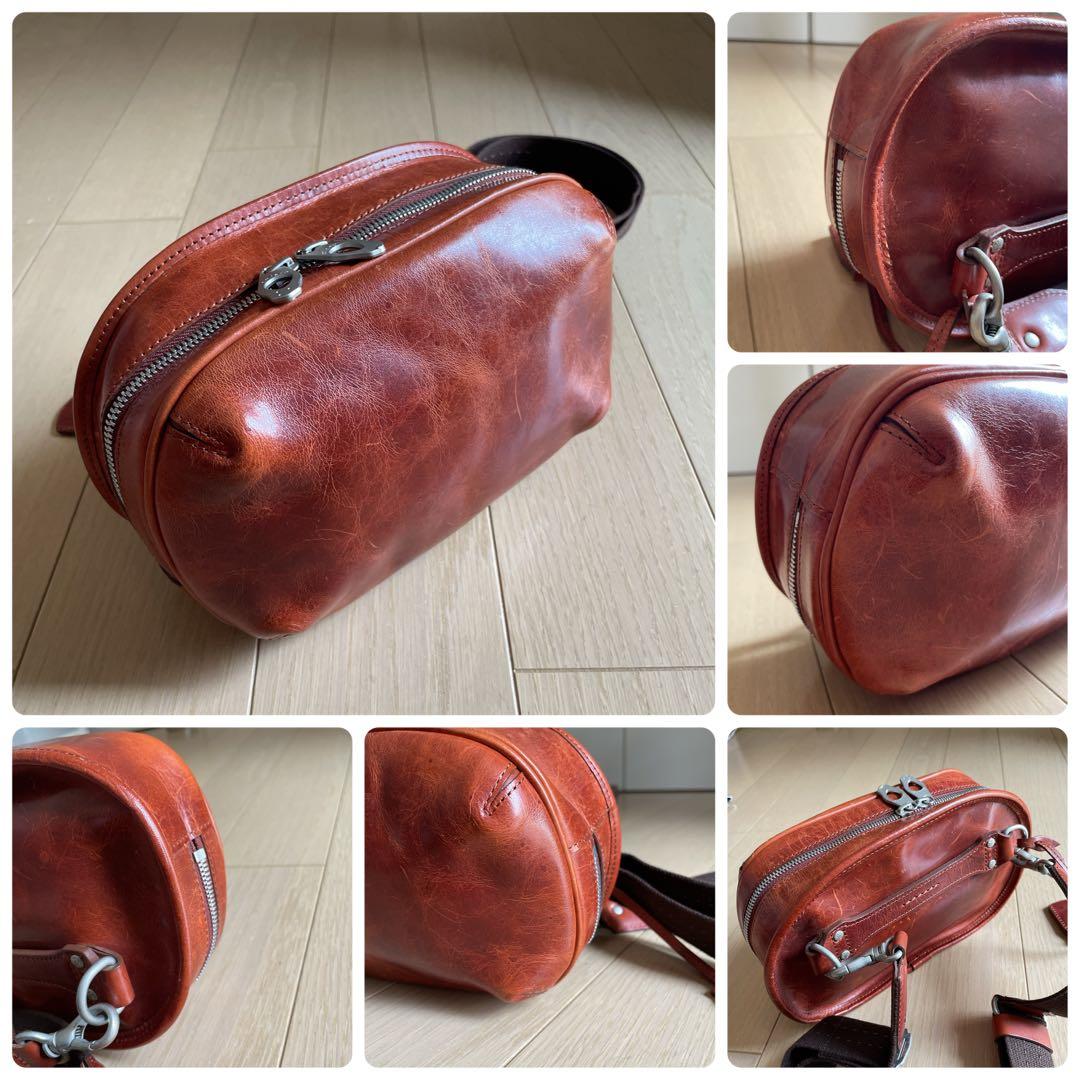 アニアリ aniary タートルボディバッグ 中古 小型スクエア レッド