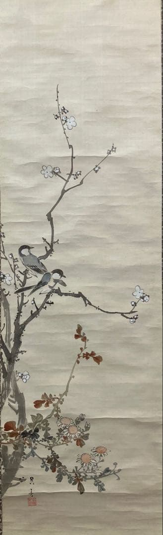 松村呉春 3幅（白梅・寿老人・赤梅） 絹本 掛軸 - メルカリ