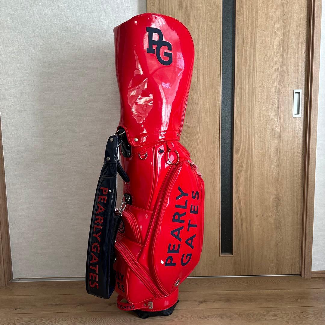 未使用 PEARLY GATES エナメル キャディバッグ レッド - メルカリ