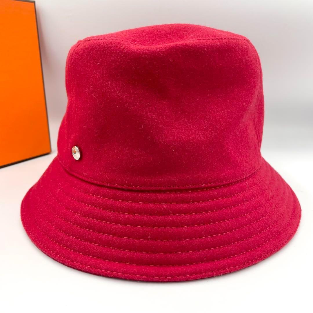 鑑定済・極美品☆エルメス カシミヤ カルヴィ バケットハット セリエ