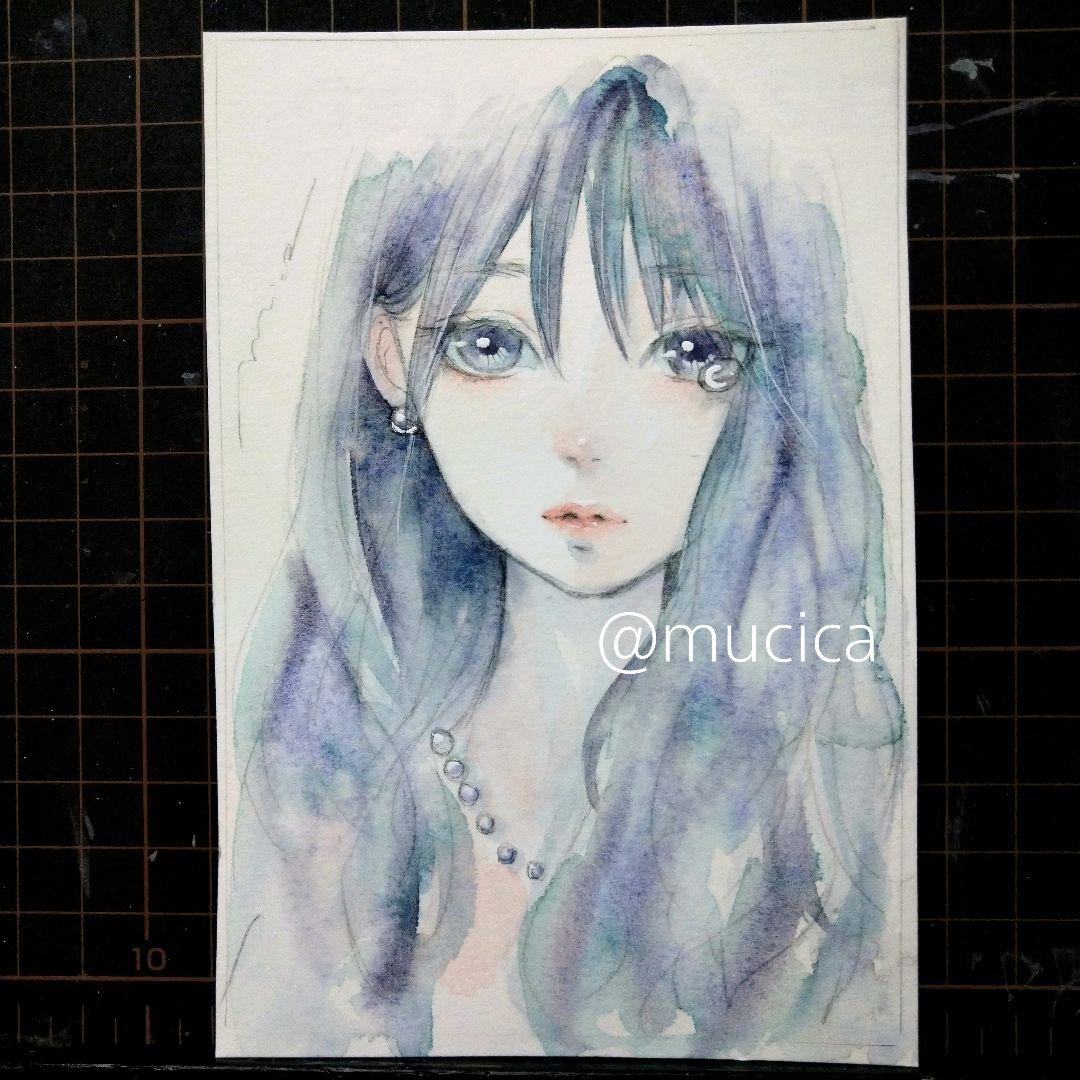 専用　手描きイラスト 《 真珠の涙 》 オリジナル　水彩画　女の子