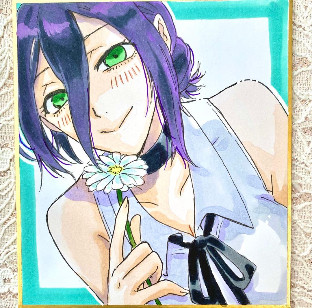 u*r様 レゼ 手描きイラスト ファンアート チェンソーマン 色紙 - メルカリ