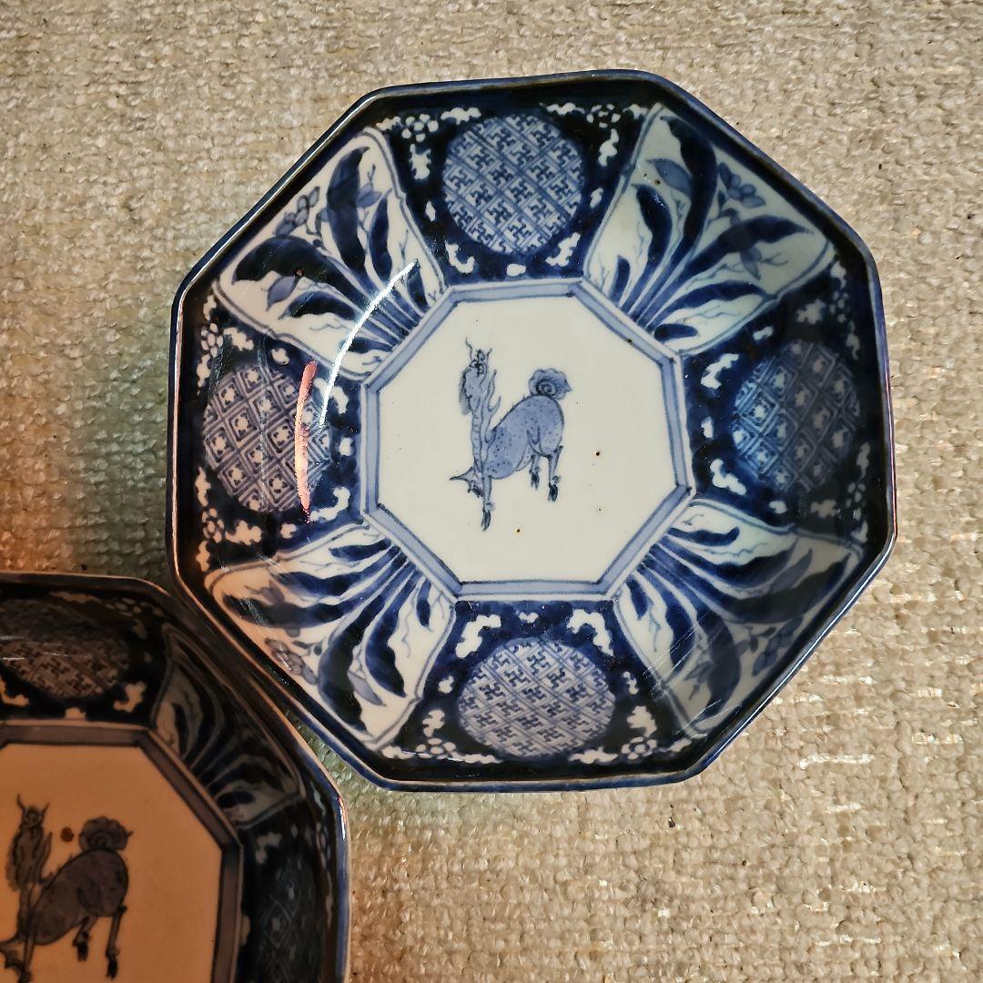 江戸後期 古伊万里 染付八角麒麟鉢 5客 - メルカリ