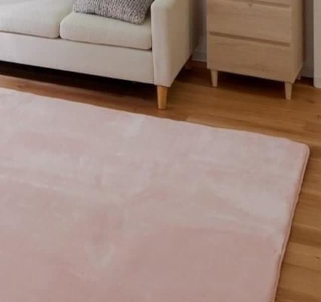 新品☆185×280cmピンク系♪なめらかボアラグ分厚いウレタン入ラグ〇