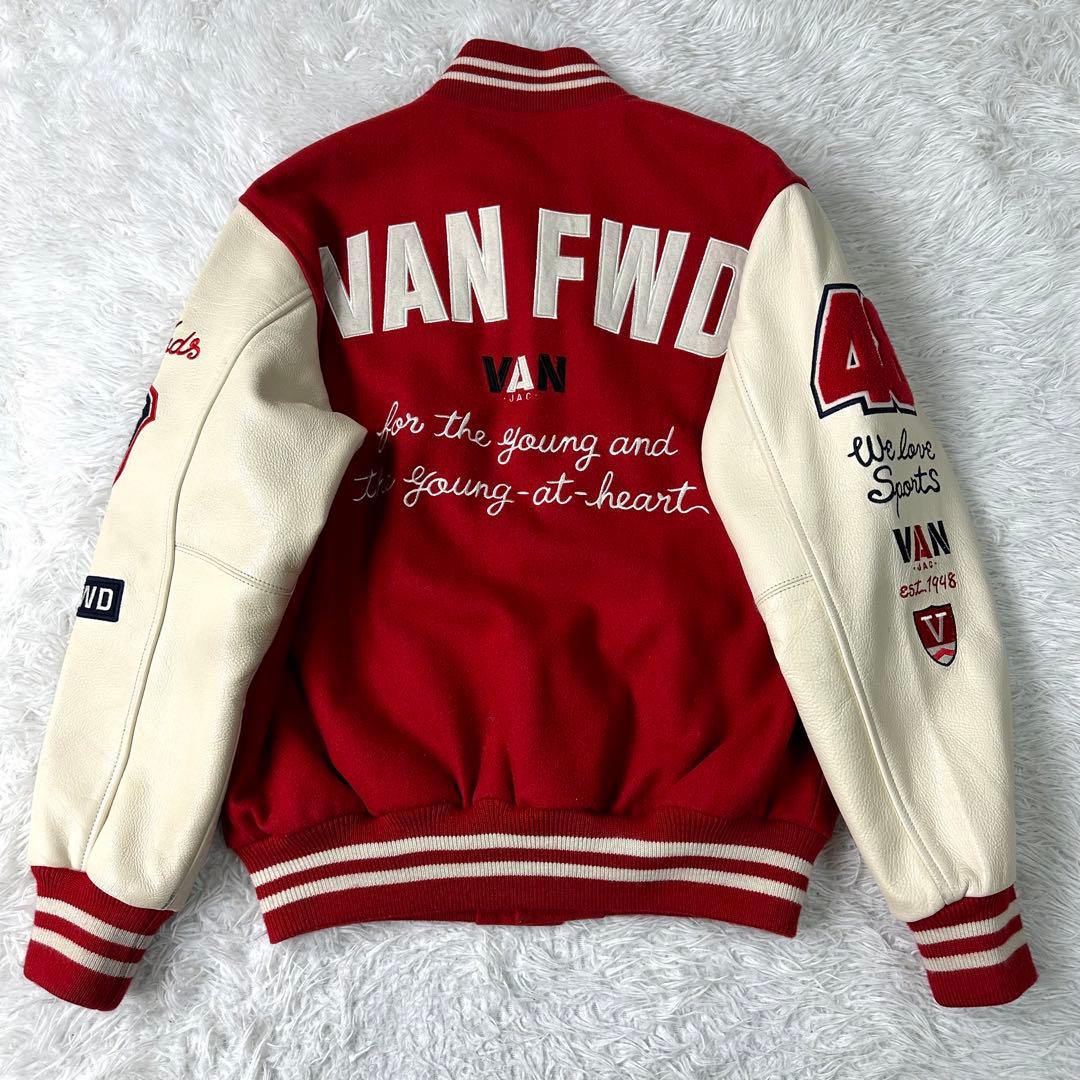激レア・美品】VAN JACKET フルデコ スタジャン 赤×白 袖レザー M