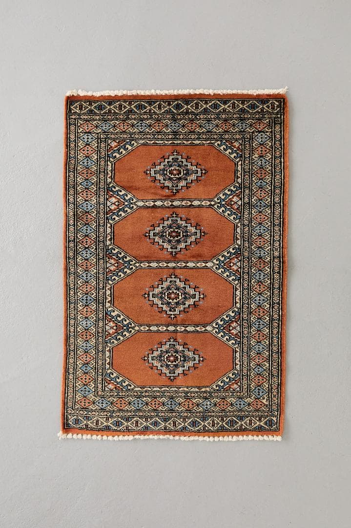 ヴィンテージラグ トライバルラグ パキスタン産（121×77cm）橙 茶