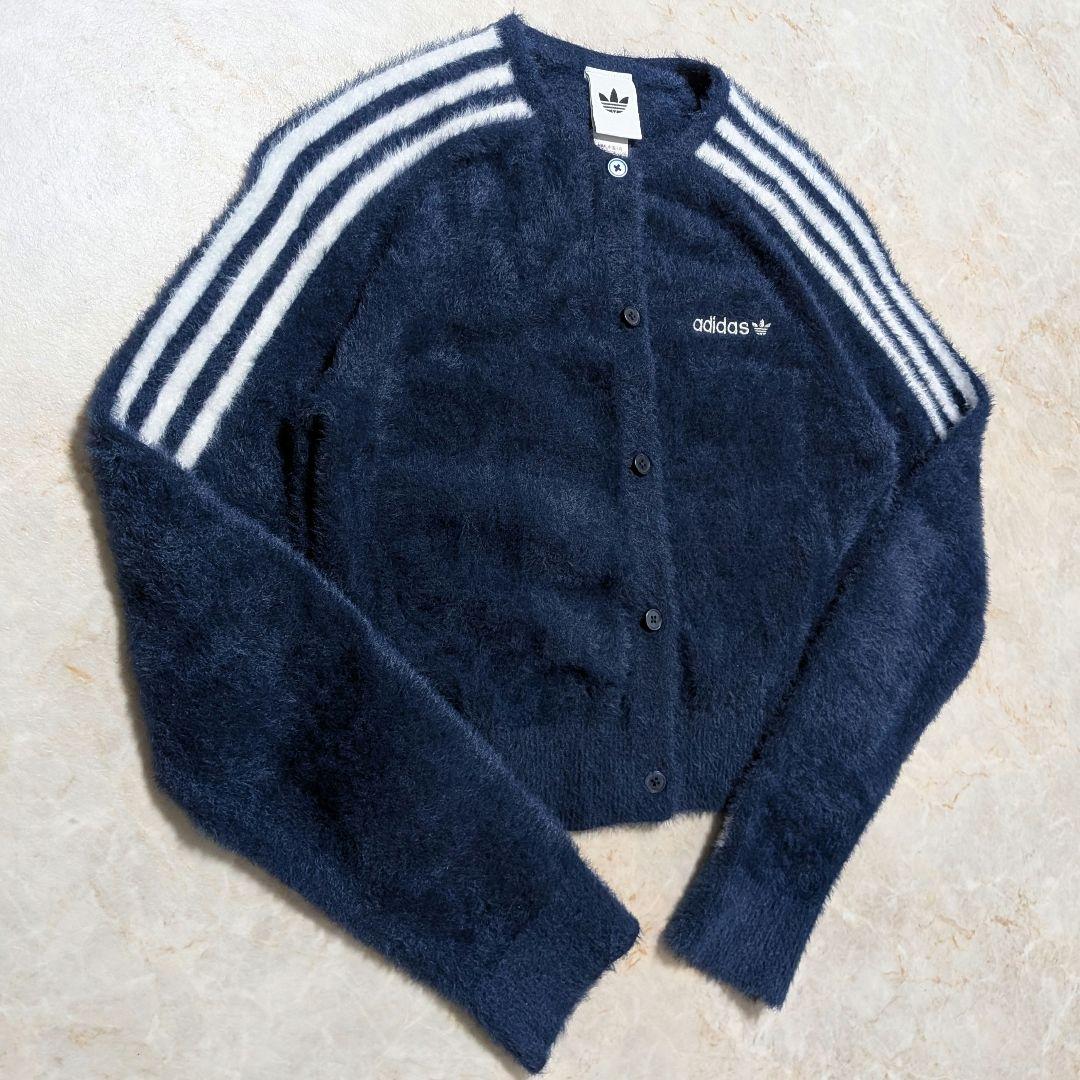 超希少☆完売品 adidas フラッフィーニットカーディガン M 紺白 りなて