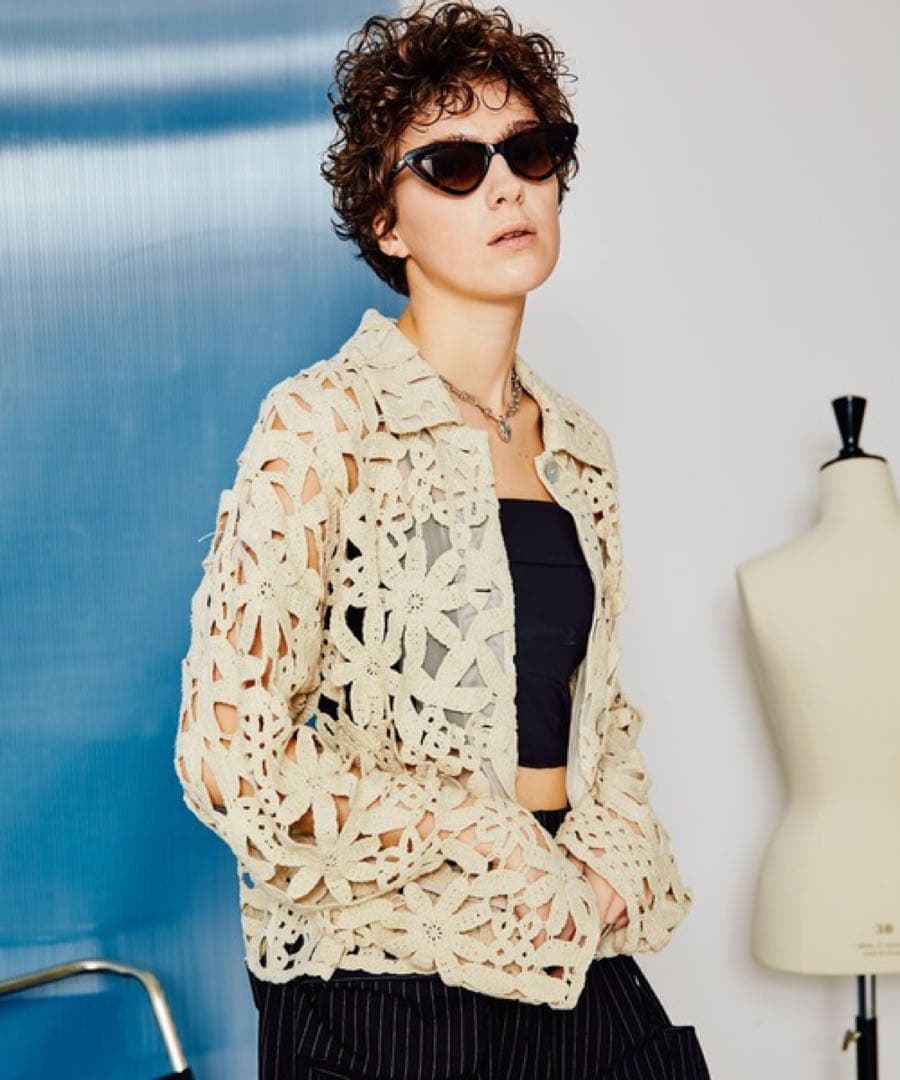 メゾンスペシャル ブラック クロシェレースシャツ - メルカリ