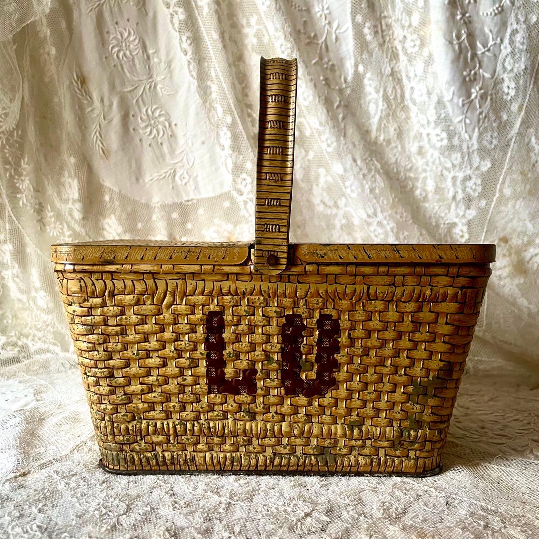 LUビスケットバスケットティン缶&エッフェル塔円形ティン缶 フランス