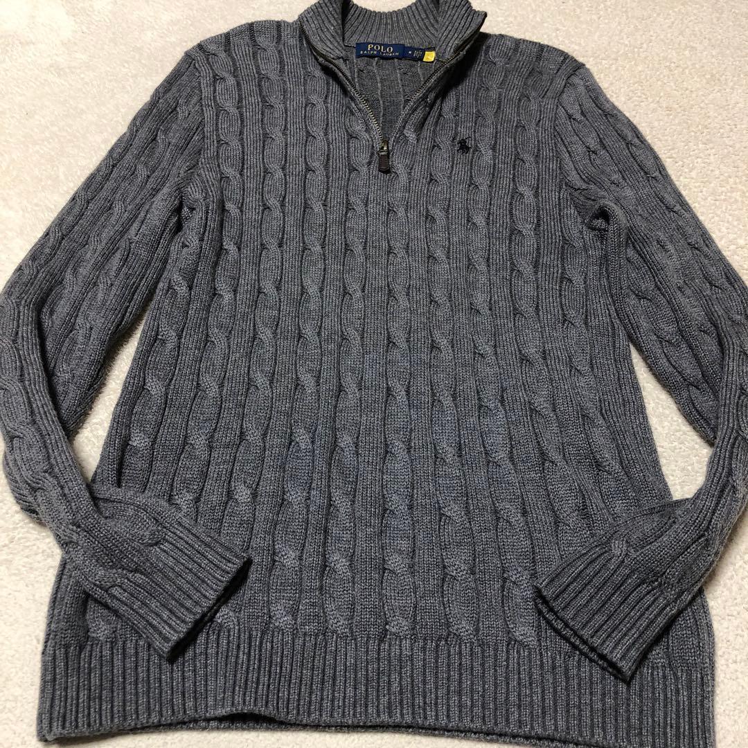 ポロラルフローレン ケーブルニット ハーフジップ ポニー刺繍ロゴ 現行