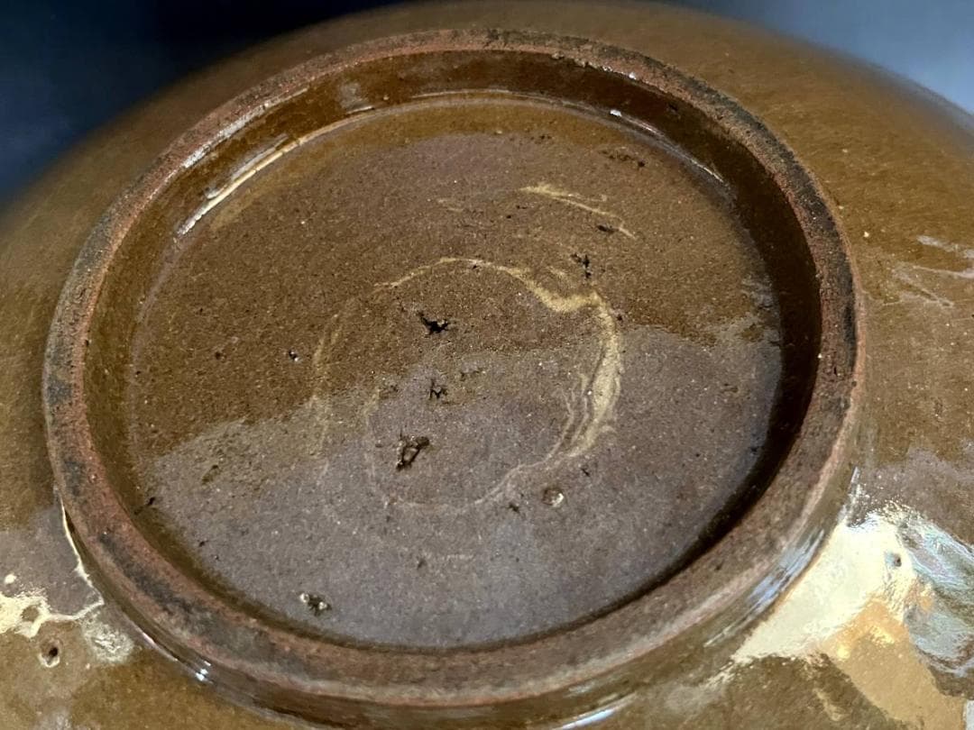 皿□希少 中国 古い白龍紋茶釉皿 大中皿 飾り皿 時代箱 古玩 時代物