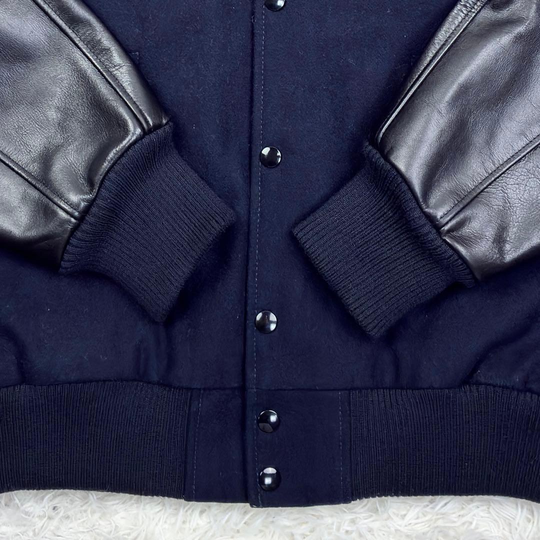 美品 スクーカム ビームス別注 袖レザー ウールメルトン スタジャン L