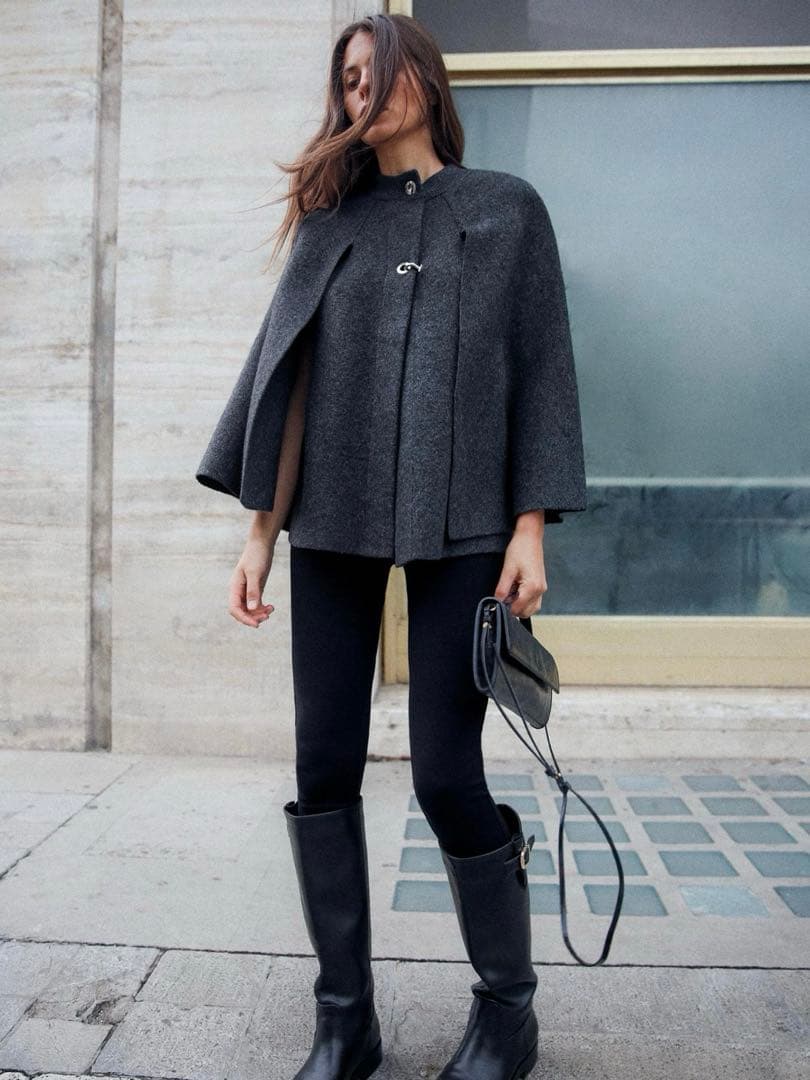 ZARA ニットケープコート - メルカリ