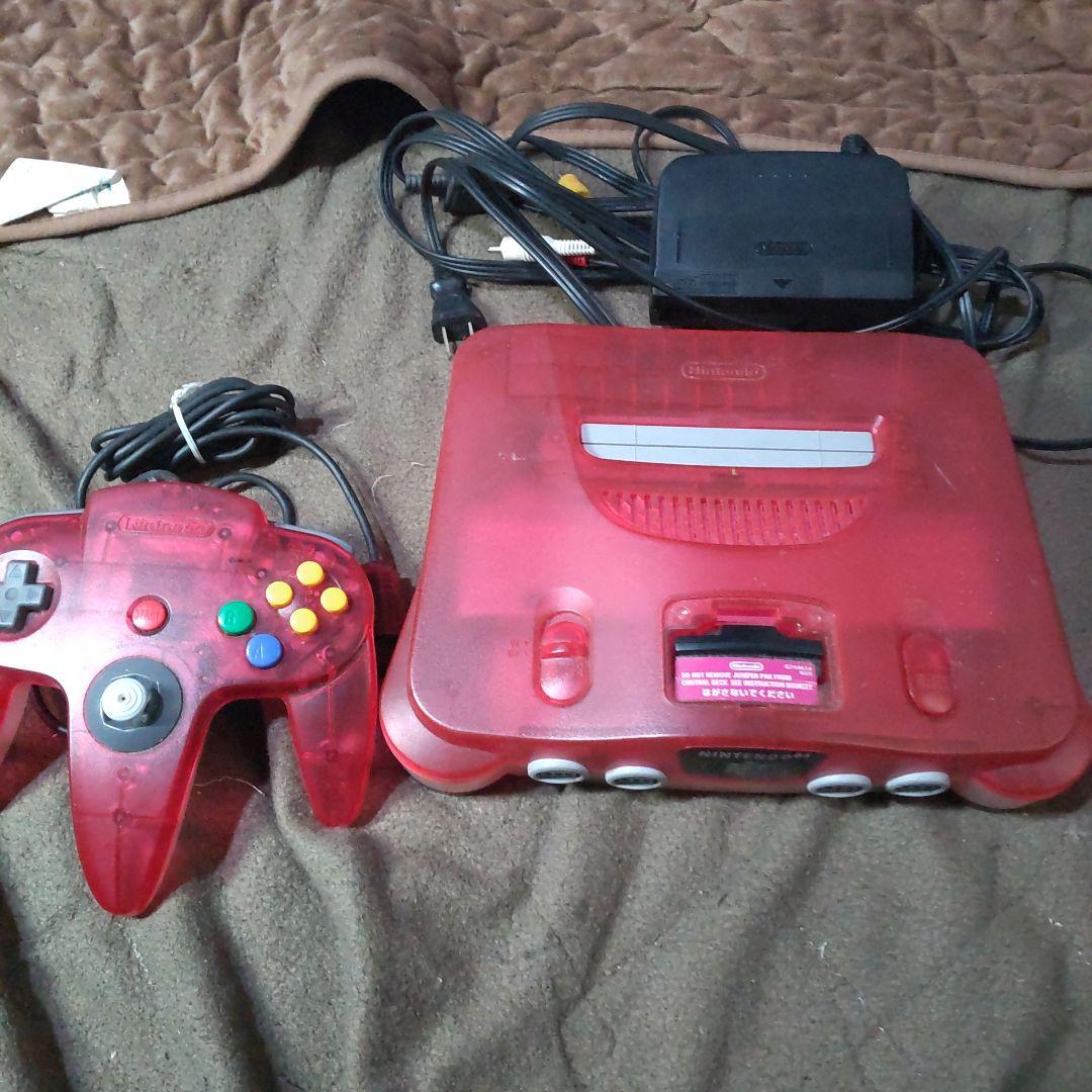 ニンテンドー64 クリアレッド 中古品 コントローラー付属 - メルカリ