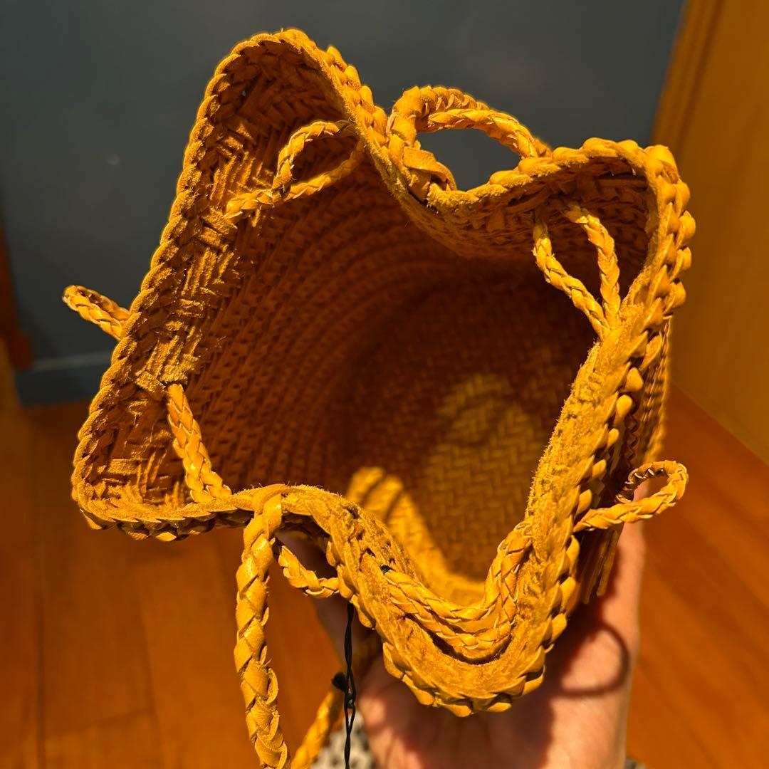 美品】トゥモローランド 編み込みレザー 巾着バック 牛革 ショルダー