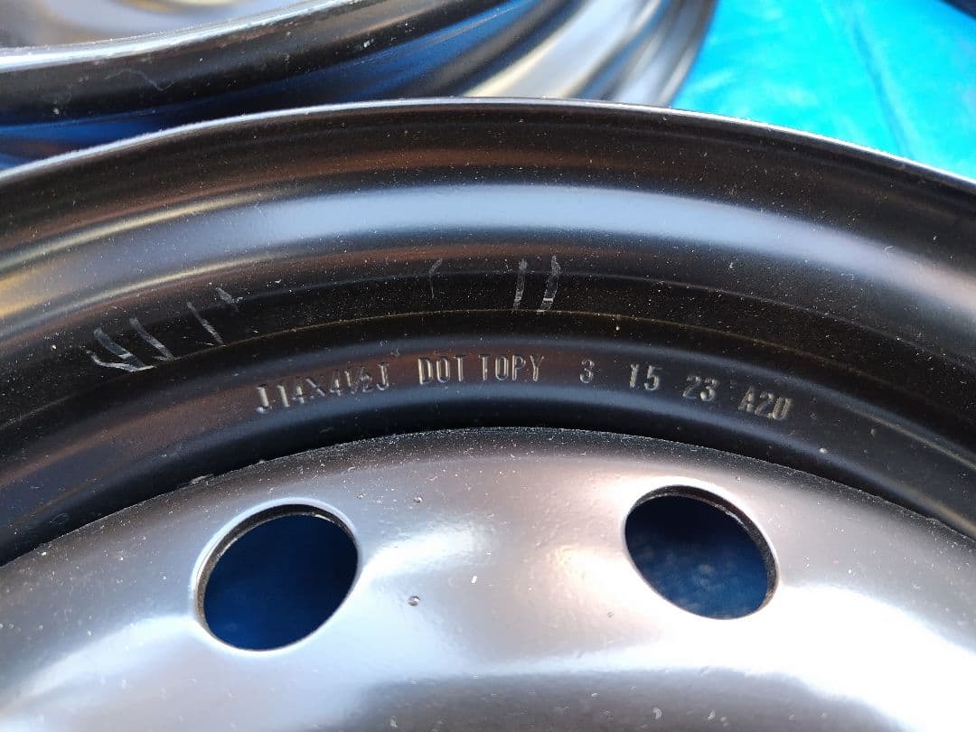 Ⓑ14インチ・スチールホイール4本、4H-100㎜、14✕4.5J、送料込み