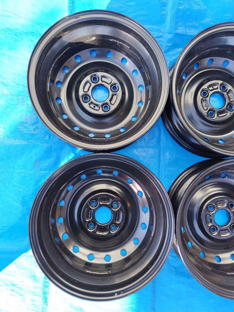 Ⓑ14インチ・スチールホイール4本、4H-100㎜、14✕4.5J、送料込み
