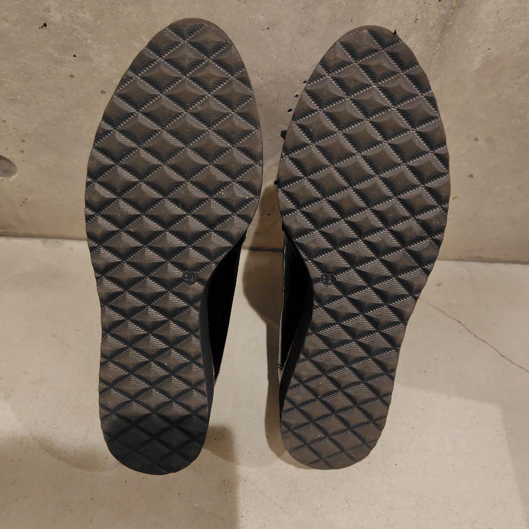 BONTRE 厚底キルトタッセルエナメルローファー ブラック 24.5cm