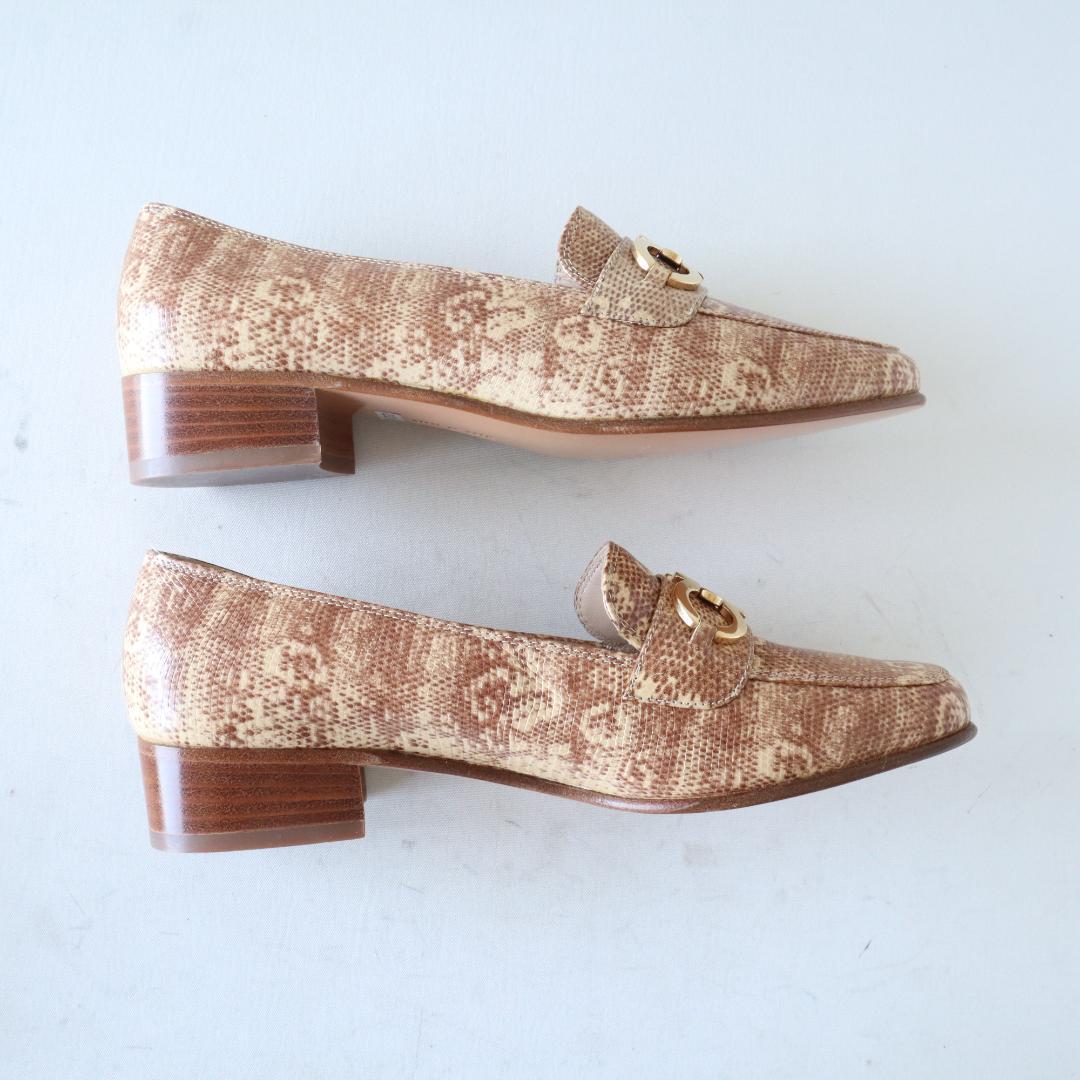 未使用フェラガモ ガンチーニローファー ヘビ柄5C 22〜22.5cm