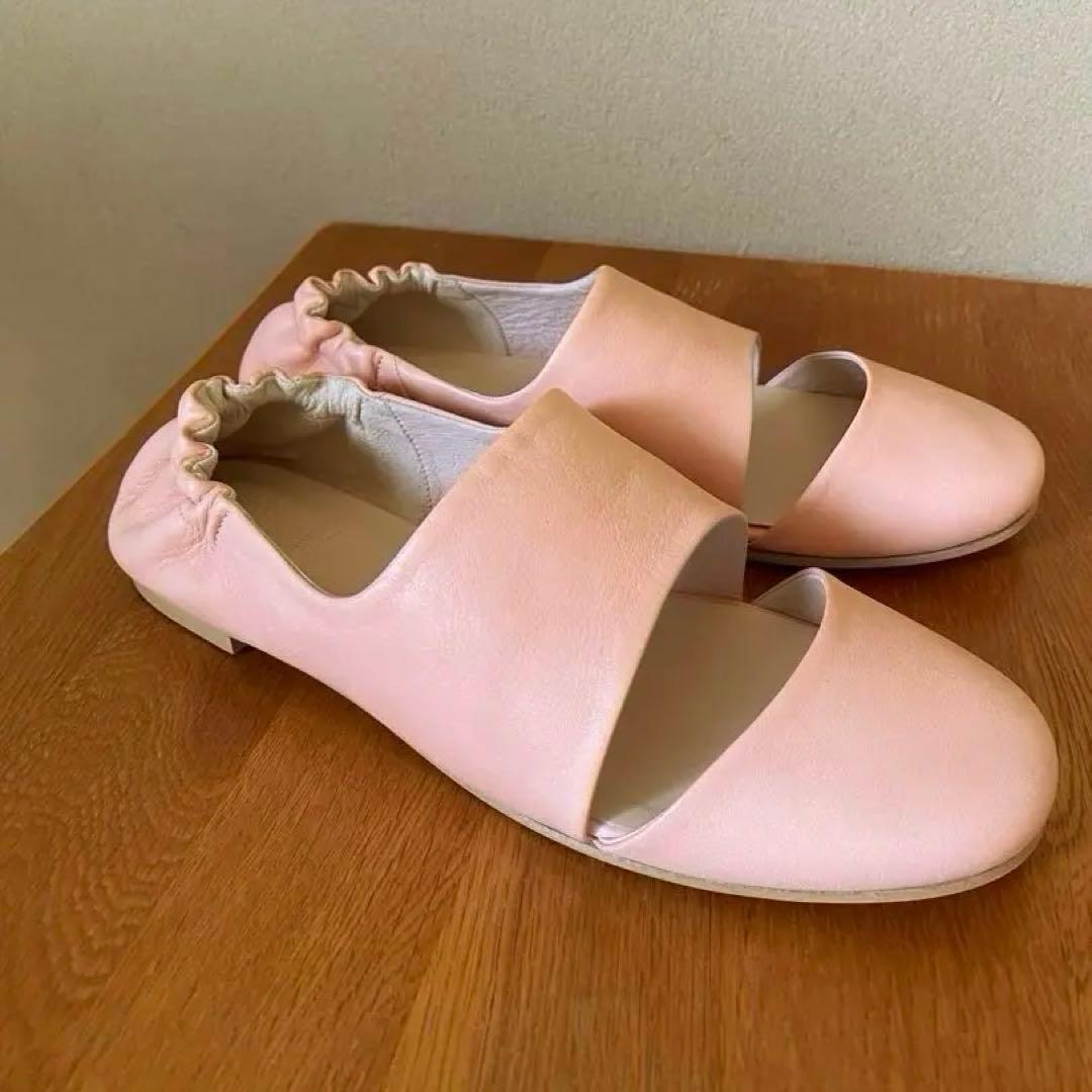 ミナペルホネン 本革シューズ（38・24cm 細身） ピンク 試着のみ