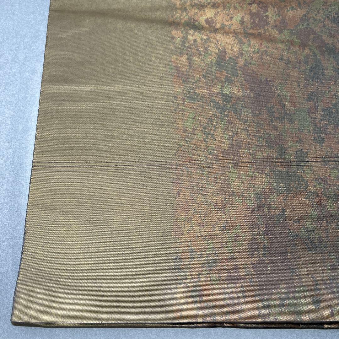 本金箔 金泥箔】シルク製 六通柄袋帯 金色と茶色のグラデーション0105
