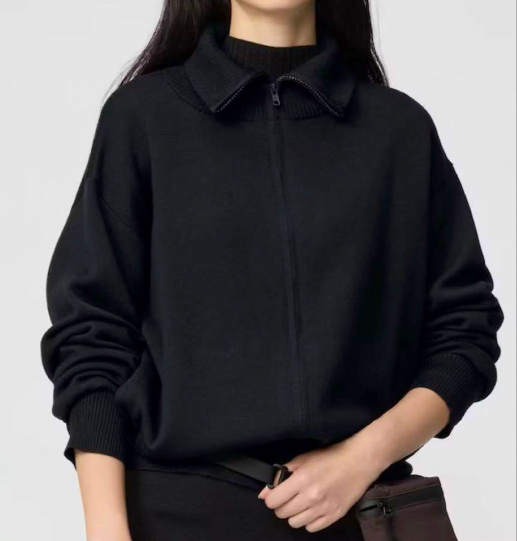 ダブルフェイスフルジップジャケット ユニクロU ブラック 黒 Lサイズ