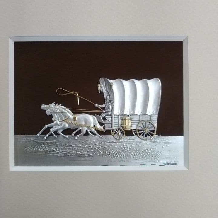 貴金属工芸品レリーフ “幌馬車” 武比古 純銀製 - メルカリ