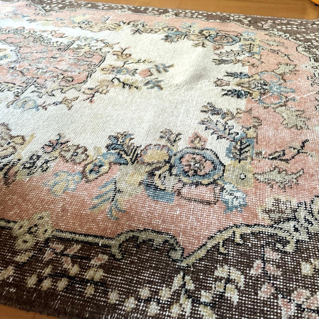 118×207 フローラルメダリオン スモーキーピンク トルコヴィンテージ