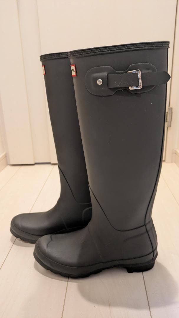 HUNTER ブラック ロングブーツ UK6 25cm 長靴 着用1回 - メルカリ