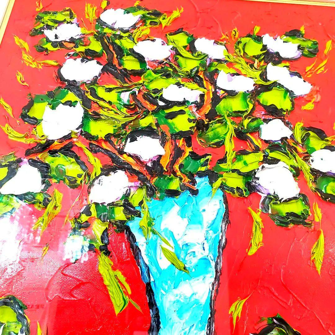 美品✨️油絵 アントワンキニブリー レッド&ホワイト 64.5×74.5