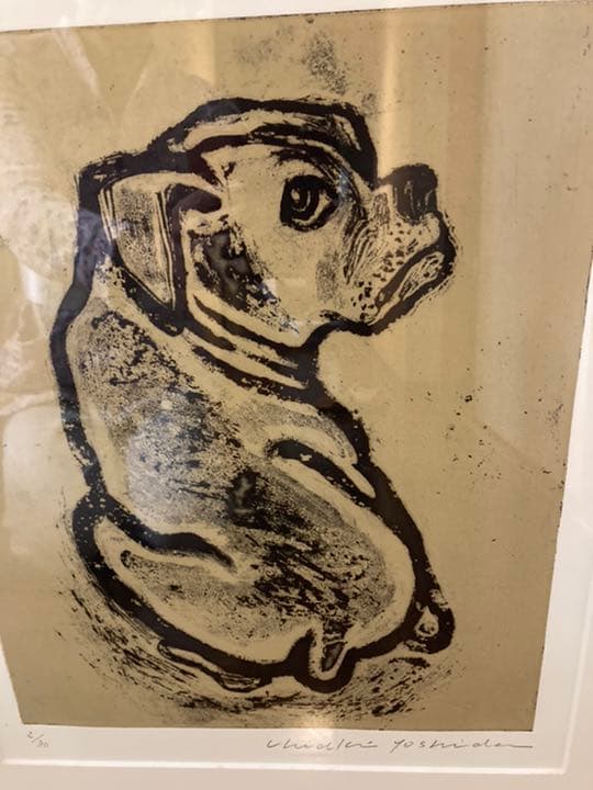 吉田千秋　版画　フレンチブルドッグ