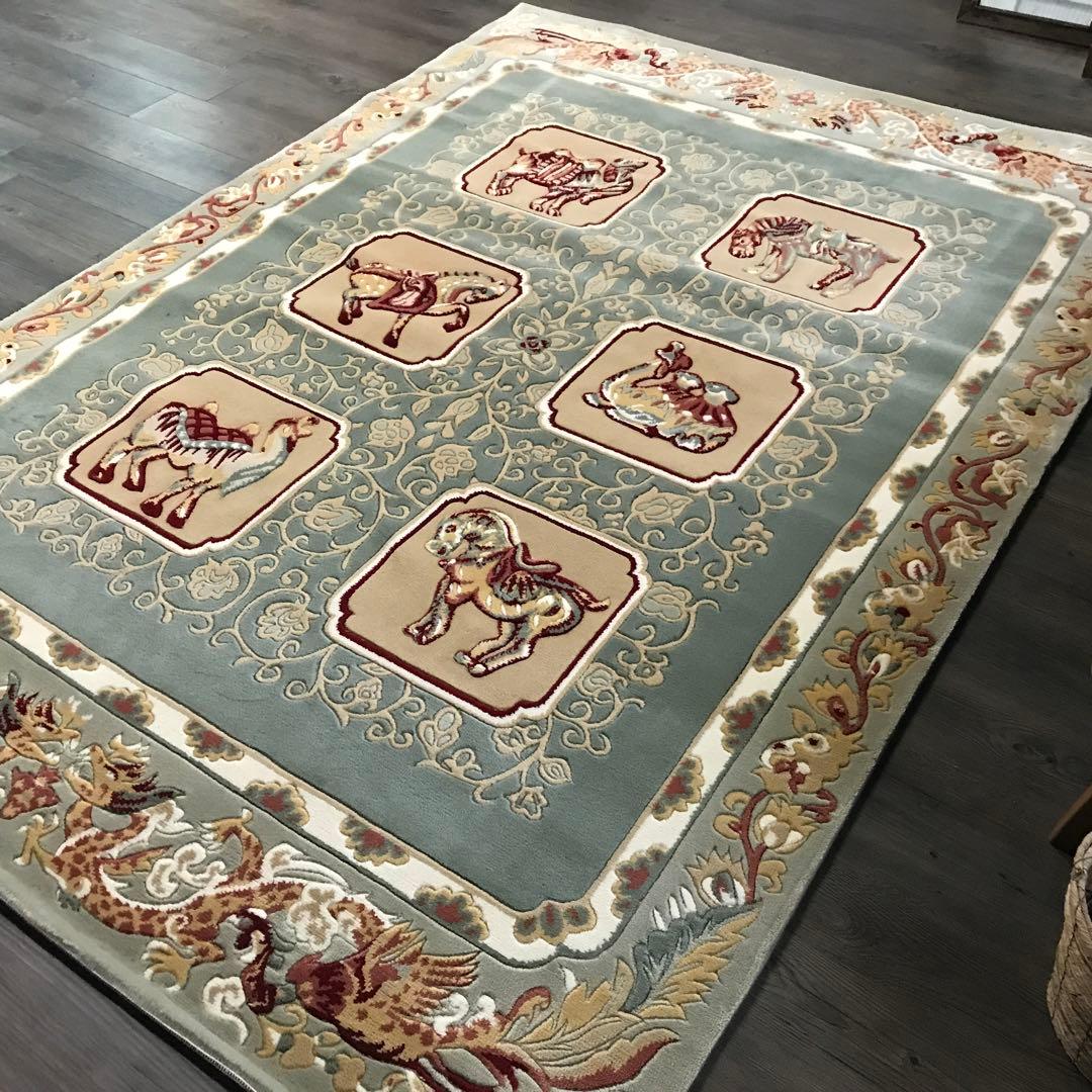 ラグ ラグマット 絨毯169×237cm 唐三彩 デザイン グリーンの通販はau