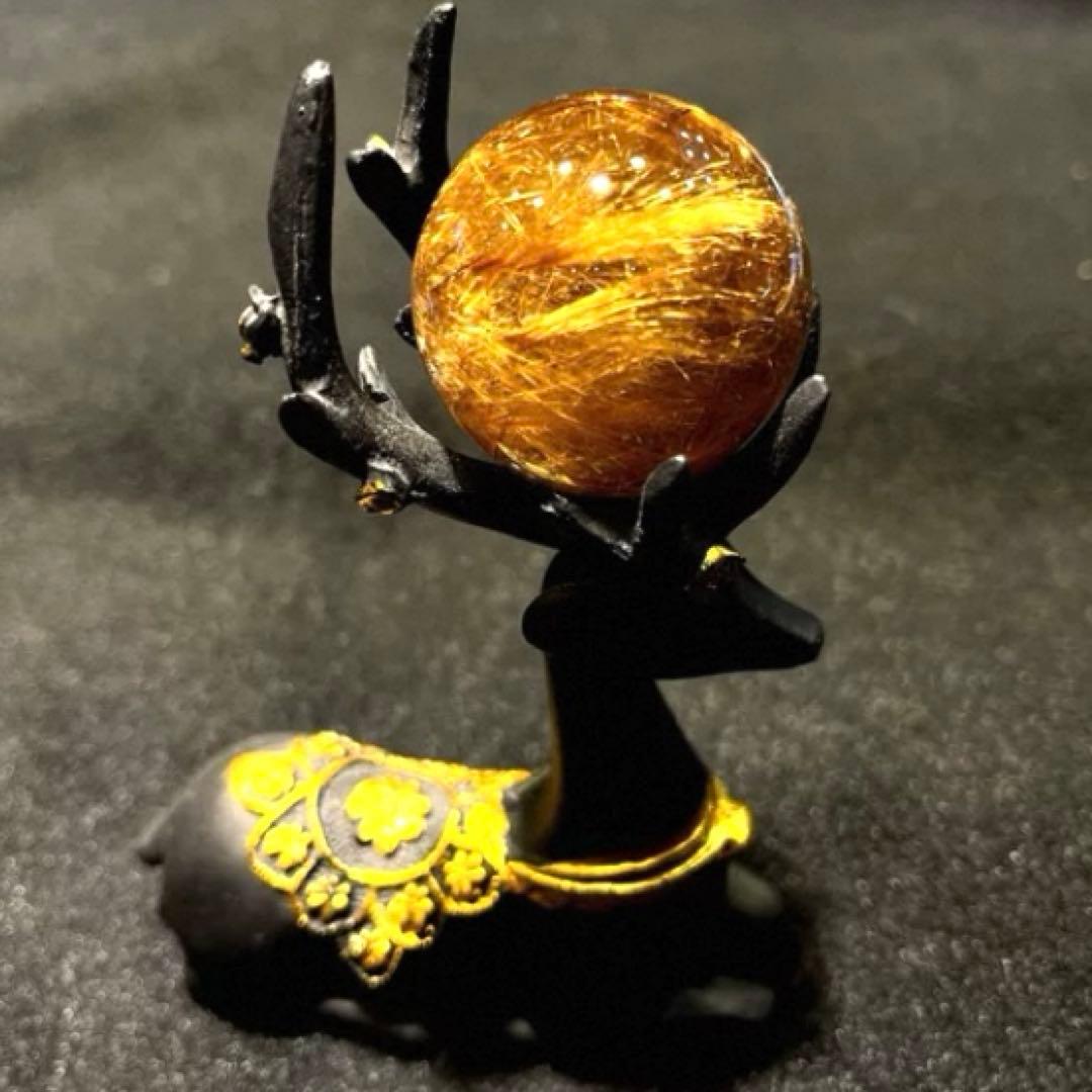 超絶綺麗✨37mm ゴールドルチルクォーツ 丸玉 スフィア 金針水晶