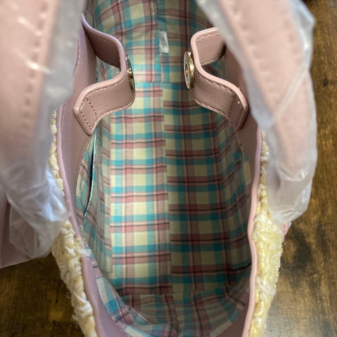 サマンサタバサ ピンクベージュビッグリボンカゴバッグ 新品未使用 お